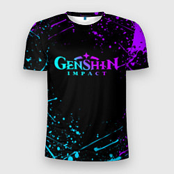 Мужская спорт-футболка GENSHIN IMPACT NEON LOGO