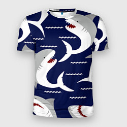 Футболка спортивная мужская Акулы, цвет: 3D-принт