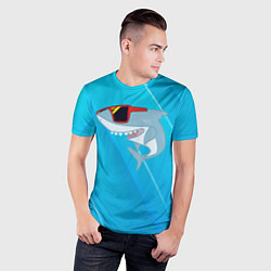 Футболка спортивная мужская Акула в очках, цвет: 3D-принт — фото 2
