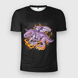 Мужская спорт-футболка Дракон в огне