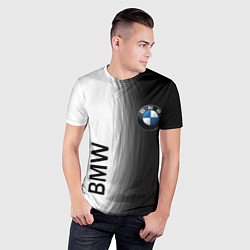 Футболка спортивная мужская Black and White BMW, цвет: 3D-принт — фото 2
