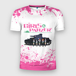 Мужская спорт-футболка Девушки и танки Pink Z