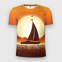 Мужская спорт-футболка Кораблик на закате