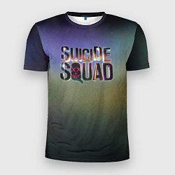 Мужская спорт-футболка SUICIDE SQUAD 2016 лого металл