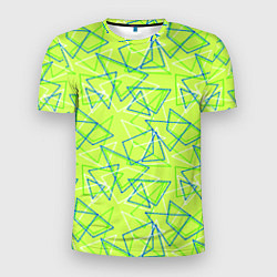 Футболка спортивная мужская Абстрактный неоновый зеленый, цвет: 3D-принт