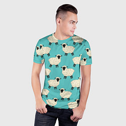 Футболка спортивная мужская Овечки паттерн на бирюзовом, цвет: 3D-принт — фото 2