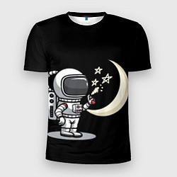 Мужская спорт-футболка Космонавт рисует звезды