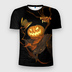 Мужская спорт-футболка Приветливая тыква на Хэллоуин