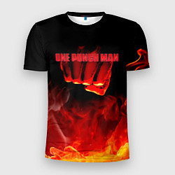 Футболка спортивная мужская Кулак One Punch-Man в огне, цвет: 3D-принт