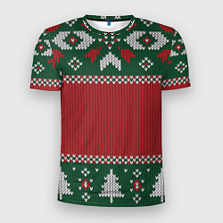 Футболка спортивная мужская Knitted Christmas Pattern, цвет: 3D-принт