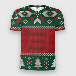 Футболка спортивная мужская Knitted Christmas Pattern, цвет: 3D-принт