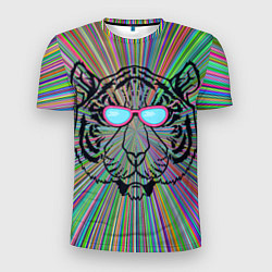 Мужская спорт-футболка Тигр в розовых очках