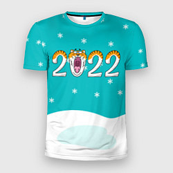 Футболка спортивная мужская Надпись 2022 Новый год, цвет: 3D-принт