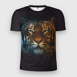 Мужская спорт-футболка Тигр с голубыми глазами