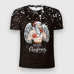 Мужская спорт-футболка Merry Christmas Santa c Крыльями Ангела