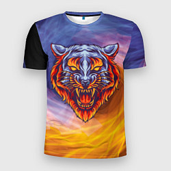 Мужская спорт-футболка Тигр в водно-огненной стихии