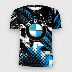 Футболка спортивная мужская Следы от шин BMW, цвет: 3D-принт