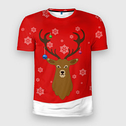 Мужская спорт-футболка Новогодний олень New Years Deer
