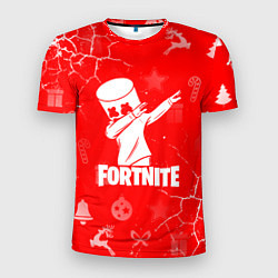 Мужская спорт-футболка Fortnite - Marshmello новогодний