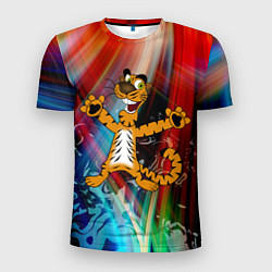 Мужская спорт-футболка Новогодний тигр пляшет