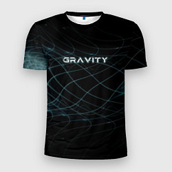 Мужская спорт-футболка Gravity blue line theme