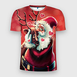 Мужская спорт-футболка Santa and deer