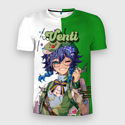 Мужская спорт-футболка Венти волшебно улыбается Genshin Impact