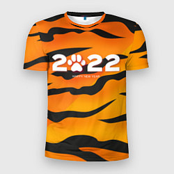 Футболка спортивная мужская Новогодний тигр Новый год 2022, цвет: 3D-принт