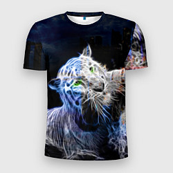Мужская спорт-футболка Неоновый тигр в воде