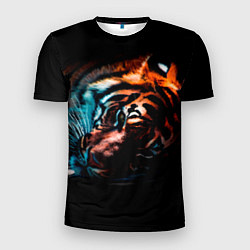 Мужская спорт-футболка Красивый Тигр лежит