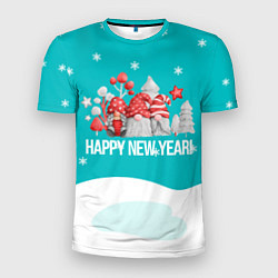 Мужская спорт-футболка Happy New Year Новогодние гномы