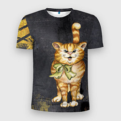 Мужская спорт-футболка Полосатый кот на асфальте