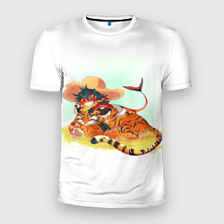 Футболка спортивная мужская Тигр и Акула, цвет: 3D-принт