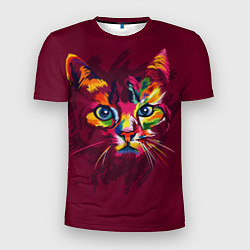 Мужская спорт-футболка Кошечка в ярких красках