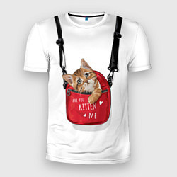 Мужская спорт-футболка Карманный котенок