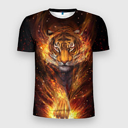 Футболка спортивная мужская Огненный тигр Сила огня, цвет: 3D-принт