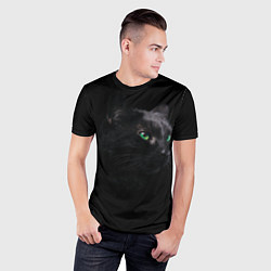Футболка спортивная мужская Черна кошка с изумрудными глазами, цвет: 3D-принт — фото 2