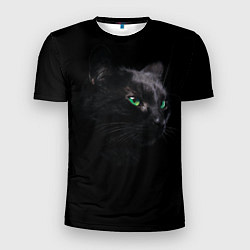 Мужская спорт-футболка Черна кошка с изумрудными глазами