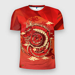 Мужская спорт-футболка Красно-огненный дракон