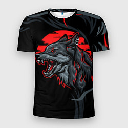 Мужская спорт-футболка Дикий волк на закате