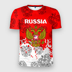 Мужская спорт-футболка Russia Паттерн Гербов