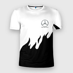 Футболка спортивная мужская Mercedes-Benz нарисованный огонь, цвет: 3D-принт