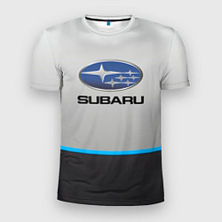 Футболка спортивная мужская Subaru Неоновая полоса, цвет: 3D-принт