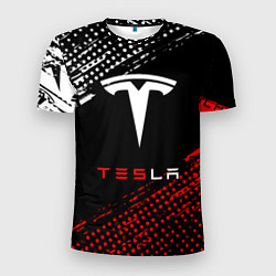 Мужская спорт-футболка Tesla - Logo Pattern