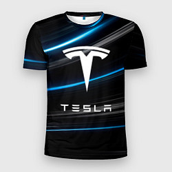 Мужская спорт-футболка Tesla - Неоновые полосы