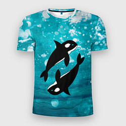 Мужская спорт-футболка Кит косатка в океане