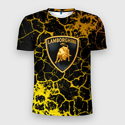 Мужская спорт-футболка Lamborghini золотые трещины