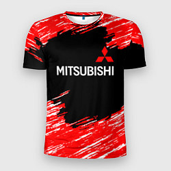 Мужская спорт-футболка Mitsubishi размытые штрихи
