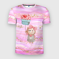 Мужская спорт-футболка Милый мишка с воздушным пирожным