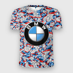 Футболка спортивная мужская BMW M PATTERN LOGO, цвет: 3D-принт
